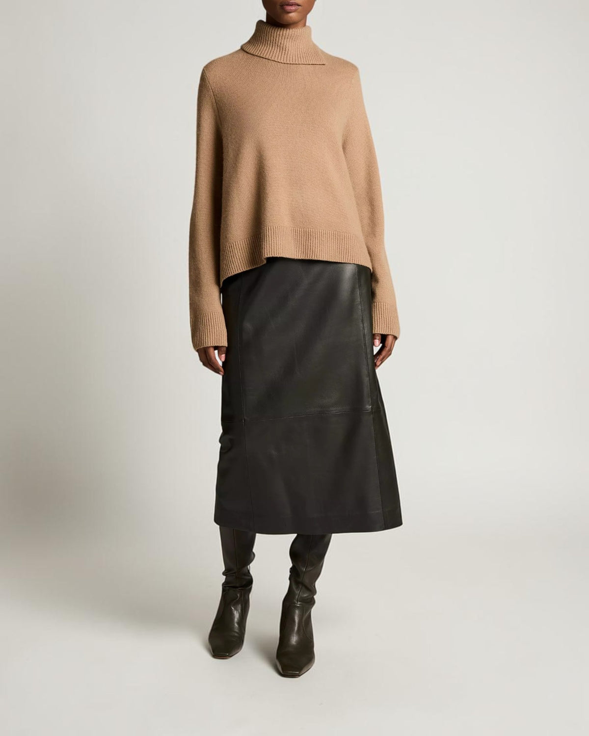 Woll-Cashmere Rollkragenpullover Camel