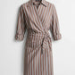 Striped Wrap Dress Brown Multi