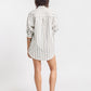 Leinen-Baumwollbluse Earth Stripe