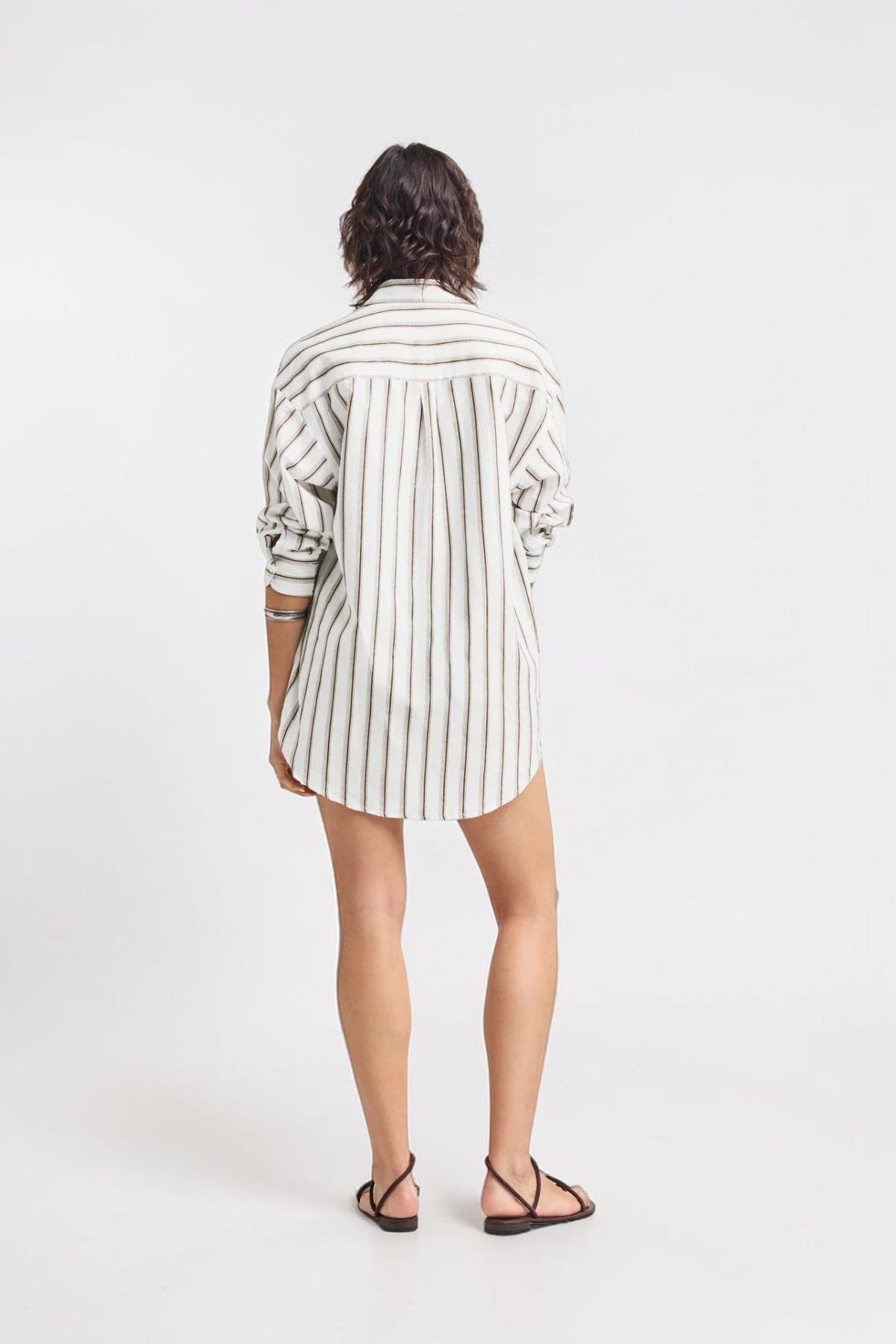 Leinen-Baumwollbluse Earth Stripe