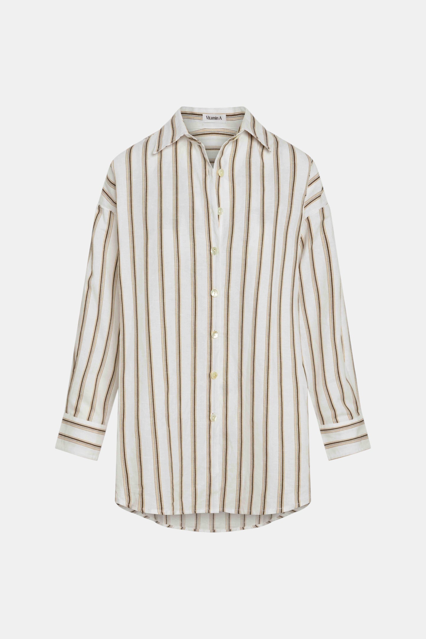 Leinen-Baumwollbluse Earth Stripe