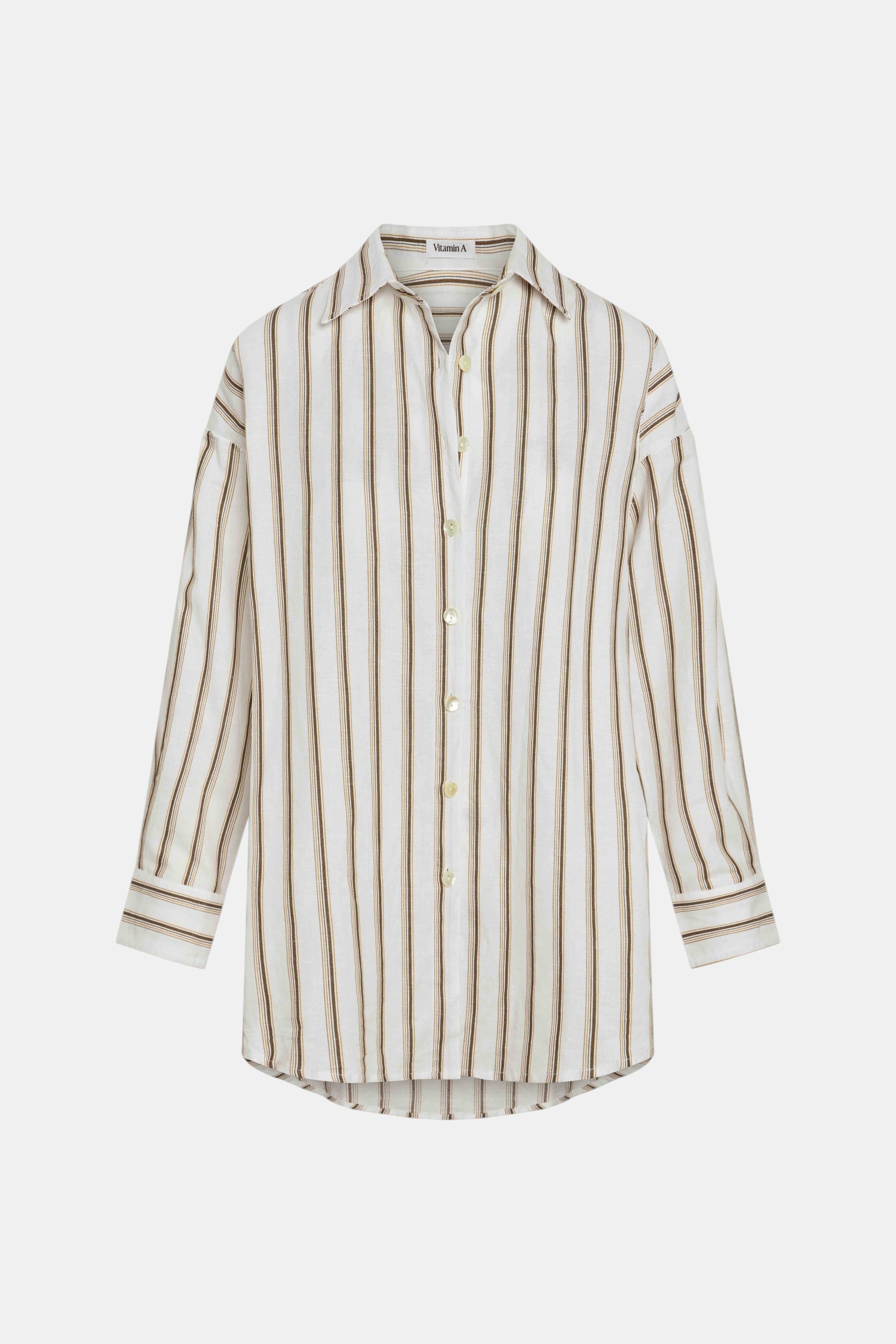Leinen-Baumwollbluse Earth Stripe