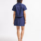 Ashley Cropped Hemdbluse Blau