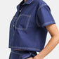 Ashley Cropped Hemdbluse Blau