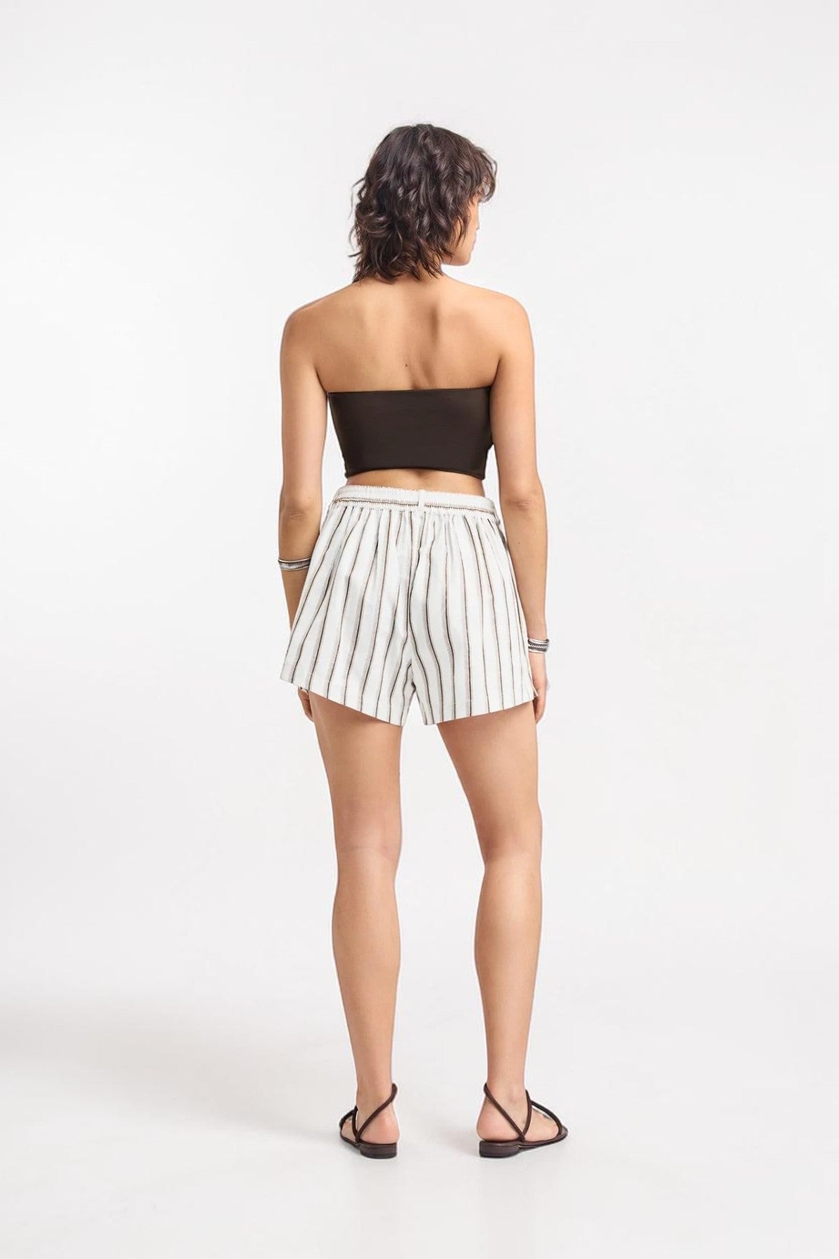 Leinen-Baumwollshorts Earth Stripe