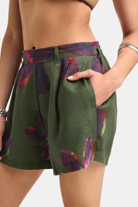 Leinen Shorts Watercolor Orchid