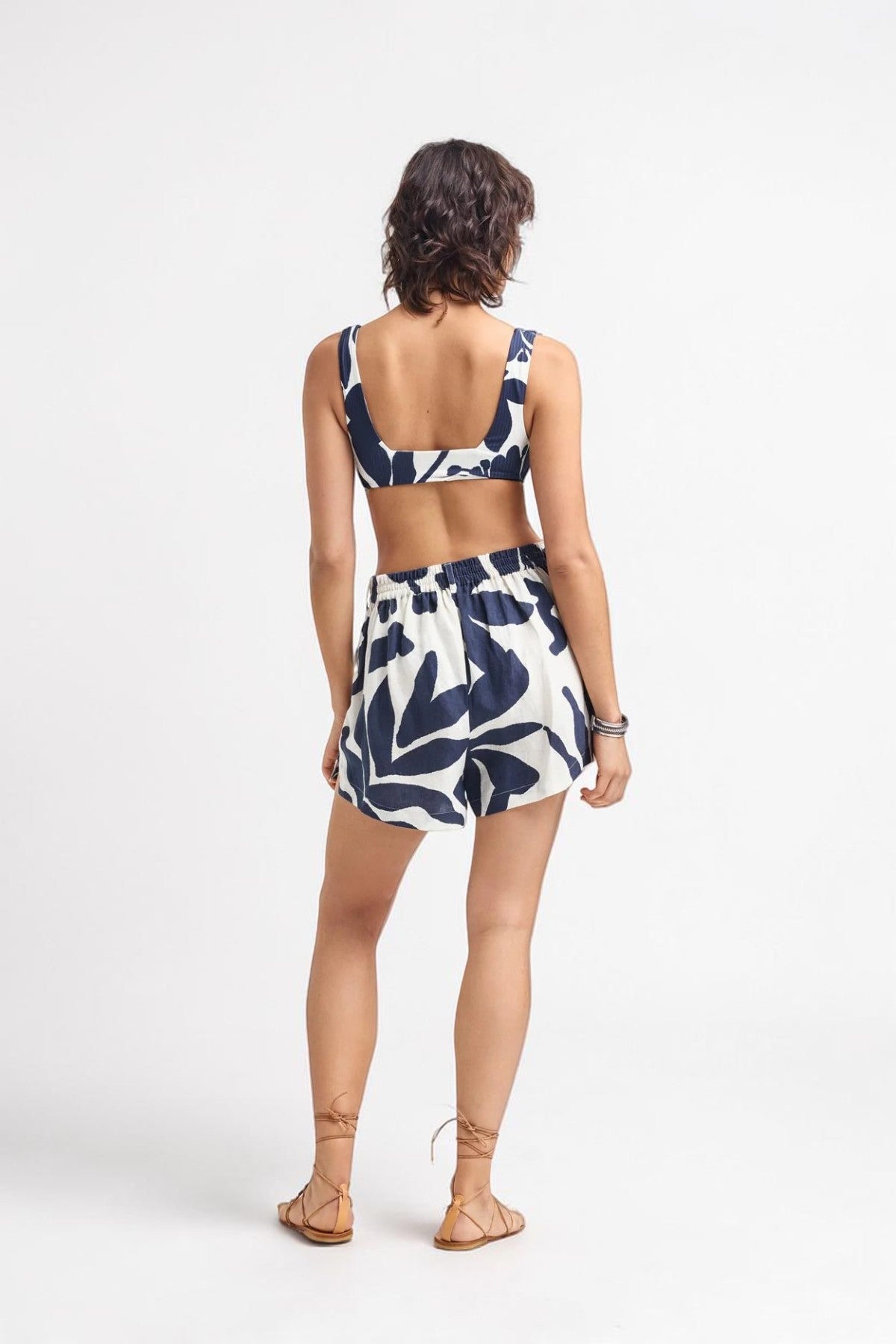 Leinen Shorts Night Flower